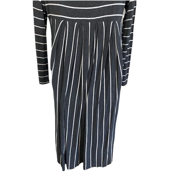Ella Mara Large T-shirt Dress Long Sleeve Midi Striped Gray White - Picture 11 of 11